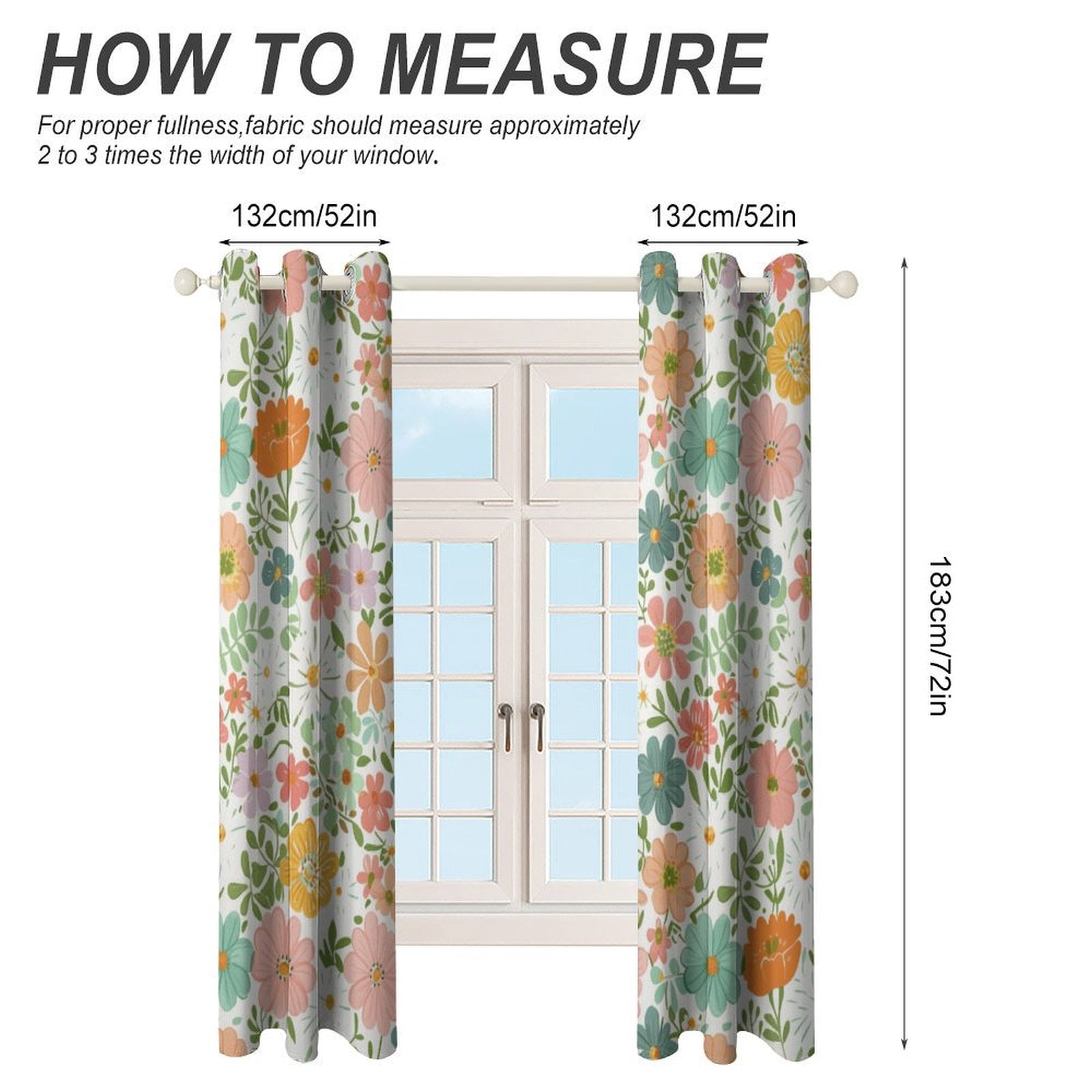 Floral Colorful Flower Window Curtains for Bedroom Colorful Printed Window Drapes Blackout Thermal Insulated Grommet Window Treatment 2 Panels Set