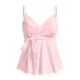 thumbnail image 3 of Women's Babydoll Tops Sleeveless V Neck Peplum Crop Wrap Top Cute Summer Tie Front Camisole, S, 3 of 5