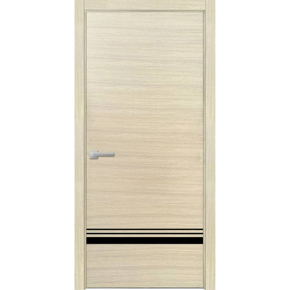 Modern Wood Interior Pre-Hung Door with Hardware | Planum 0012 Natural Veneer | Single Panel Frame Trims | Bathroom Bedroom Sturdy Doors-18" x 84"