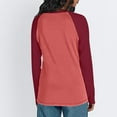 thumbnail image 5 of Long Sleeve Shirts for Women Fall Casual Colorblock Raglan Crew Neck Sweatshirts Lightweight Loose Fit Tunic Tops (3XL, Red), 5 of 5