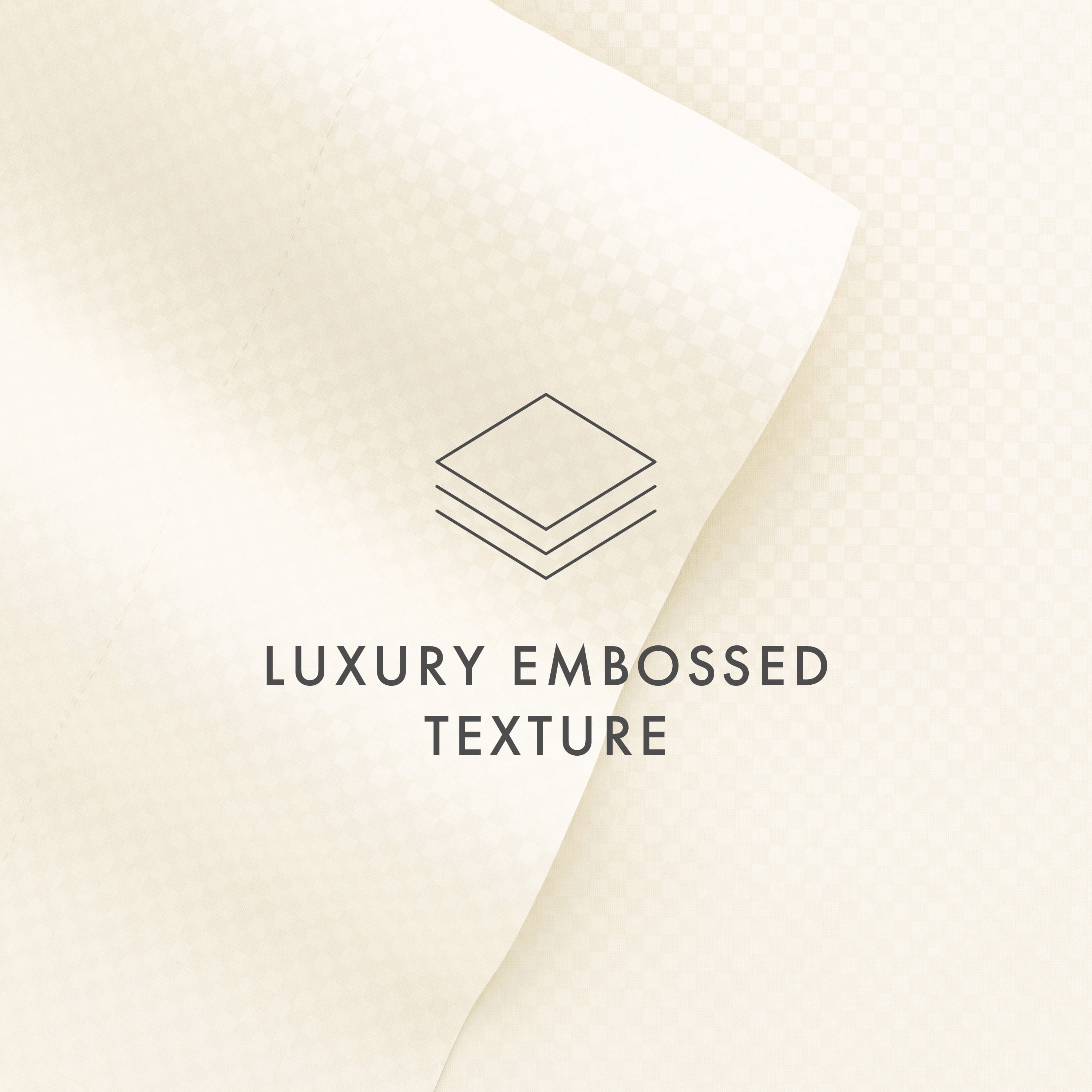 Noble Linens 4 Piece Ivory Checkered Embossed Bed Sheet Set, King