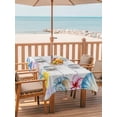 thumbnail image 2 of Outdoor Tablecloth with Umbrella Hole for Patio/Picnic/Party/Camping, Watercolor Coastal Waterproof Table Cloth Rectangle Table Cover Washable, Sea Shell Starfish Lemon Flowers Wood Gray (52"x 70"), 2 of 8