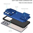 thumbnail image 2 of for Samsung Galaxy S21 Ultra 5G Case with Slide Camera Cover, Armour Silicone TPU Bumper Tough PC Cover with Kickstand, Military Shockproof Protective Phone Case for Samsung S21 Ultra Dark Blue, 2 of 14