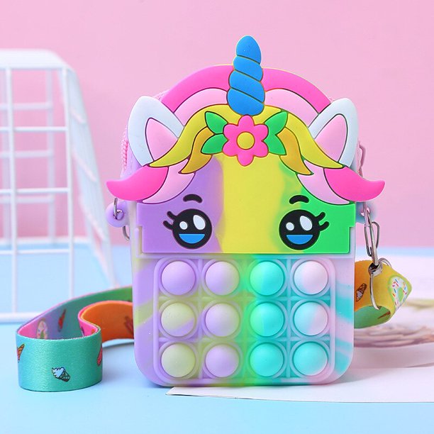 Unicornio Pop juguetes antiestrés silicona Push Pop bolsa de burbujas unicornio bandolera Reliver autismo bolso monedero para niños Tan Jianjun unisex