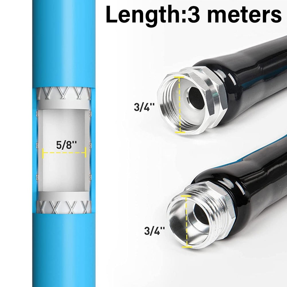 RichLink 3/4 inch Irrigation Pvc Hose 3 Meters Water Pipe for Watering Flowers and Cars