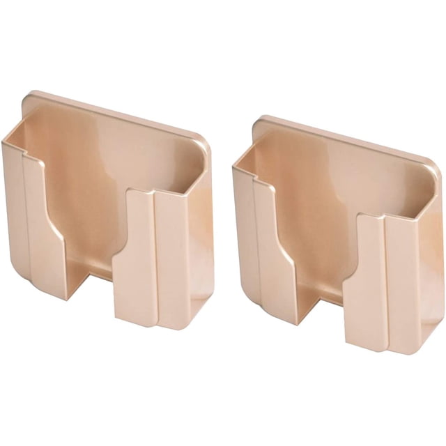 2PCS Sticky on Wall Stand Mount Mobile Phone Charger Socket Pocket, Storage Box Cell Phone Remote Control Holder, Damage-Free Universal Dock Case with Double Sieded Foam Tape (Gold)