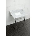 thumbnail image 2 of Kingston Brass LMS3022M8SQ1 Habsburg 30" Carrara Marble Console Sink with Brass Legs (8-Inch, 3-Hole), Carrara Marble White/Polished Chrome, 2 of 6