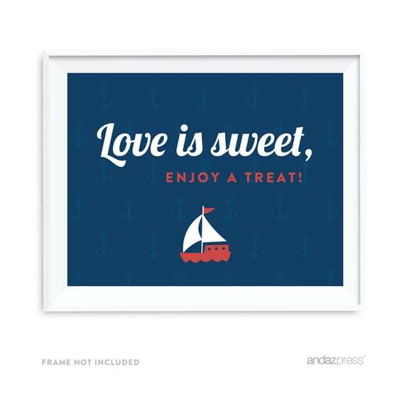 Love Is Sweet, Enjoy A Treat Nautical Ocean Adventure Wedding Party Signs
