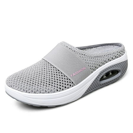 

TALENT Slipper Walking Shoes Breathable Casual Mesh Slip On Walking Shoes(Gray 35)