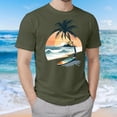 thumbnail image 2 of Men's Short Sleeve Printed Tee Palm Tree Vintage Casual Shirt Hawaiian Summer Beach T Shirts AG,M, 2 of 5