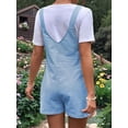 thumbnail image 5 of Women'S Summer Casual Bib Short Overalls Loose Linen Jumpsuit Beach Outfits Travel Vacation Clothes Light Blue L, 5 of 6