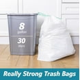 thumbnail image 2 of WWS-8 Gallon Drawstring Garbage Bags 0.8 Mil Ultra Strong Medium Kitchen Trash Bags Medium Plastic Bags - Individual, Unscented, White, 23"x27", 50 Count, 2 of 4