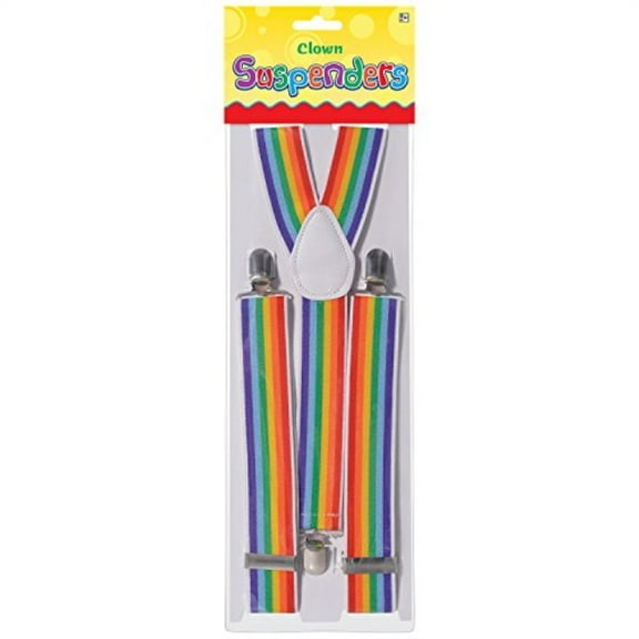 Amscan Clown Suspenders, Rainbow
