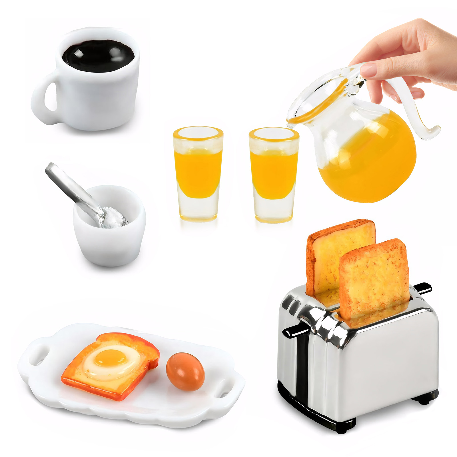 mini Petit-Déjeuner Maison de Poupée, Modèle Alimentaire Mini, Accessoires de Cuisine Mini, Décoration Maison de Poupée 0, Jouets Alimentaires