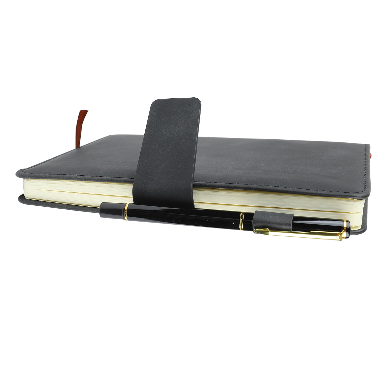 M Buder A5 Notebook PU Leather Ruled Journal with Pen, Black, 8.7 x 5.9 inches