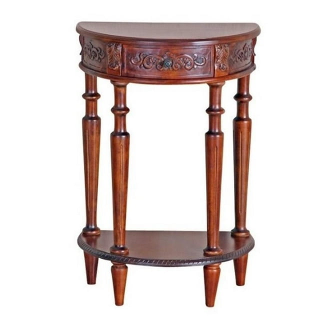 Bowery Hill Table Console Demi-Lune en Double Teinture Noyer