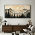 thumbnail image 4 of Large Framed Canvas Print Sunrise from mistry Forest Wall Art Decorative Ready to Hang Painting for Living room Bedroom - 60"x30" Black Frame, 4 of 9