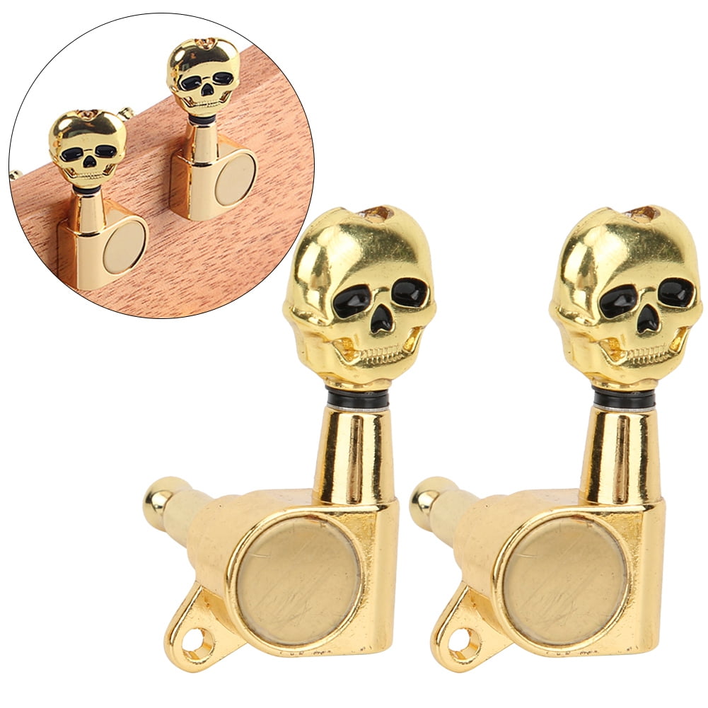 Closed Type Skull Shaped Gold Guitar Tuning Pegs Sturdy Zinc Alloy
