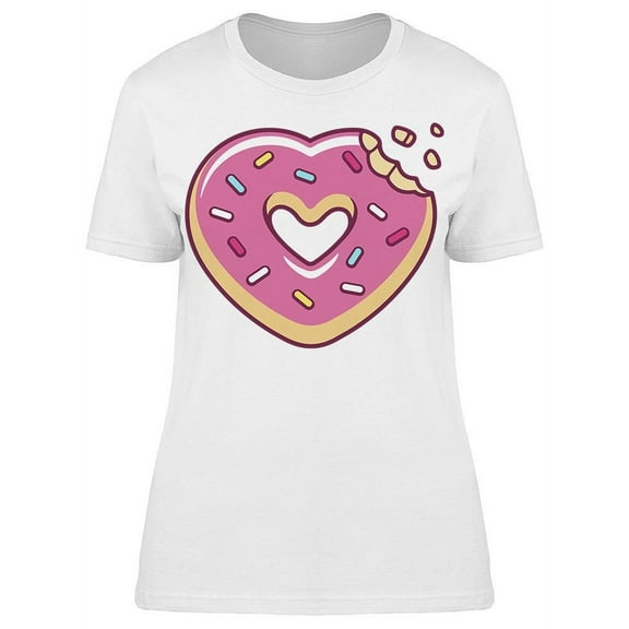 Heart Donut With A Missing Bite T-Shirt Women -Image by Shutterstock Women T-Shirt, Female Large