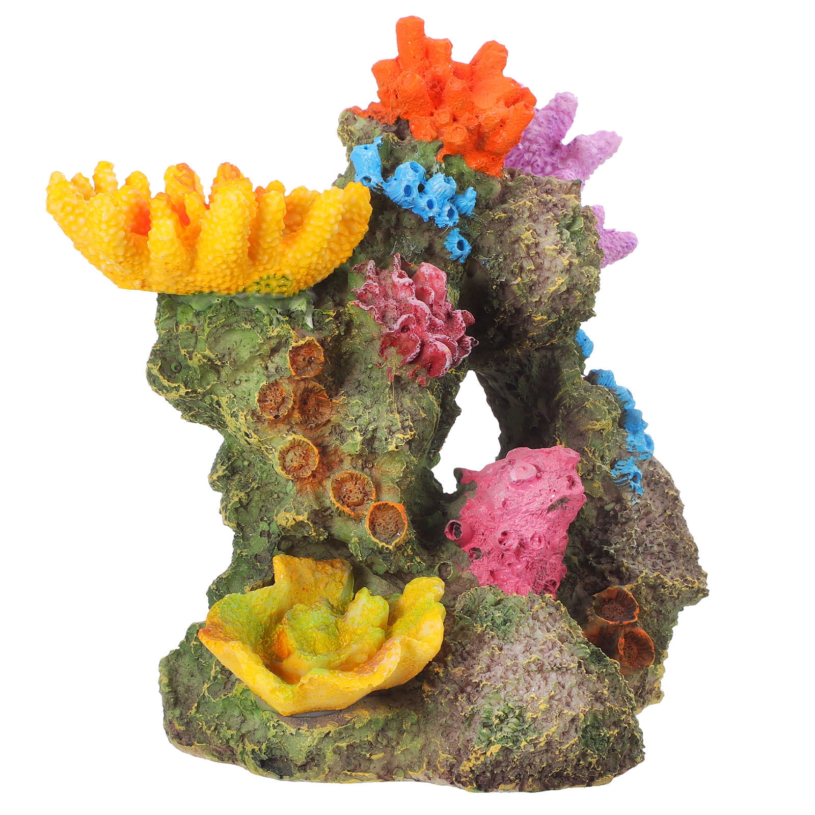 Luxshiny Resin Aquarium Coral Decoration with Cave Rock Fish Hideout for Freshwater and Tanks