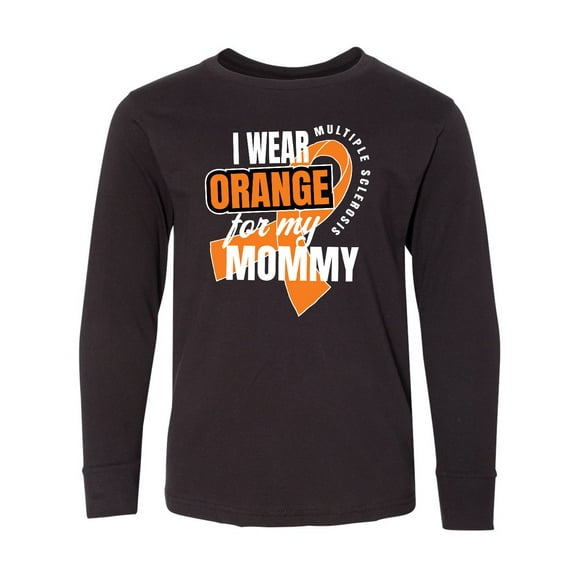 Inktastic I Wear Orange For My Mommy Multiple Sclerosis Awareness Long Sleeve Youth T-Shirt