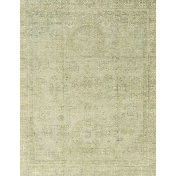 Ahgly Company Machine Washable Indoor Rectangle Abstract Dark Khaki Green Area Rugs, 8' x 12'