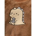 thumbnail image 6 of Kucnuzki 18 Months Newborn Baby Boy Winter Outfits Pants Sets 24 Months Long Sleeve Classic Dinosaur Prints Fluffy Pull-over Elastic Pants 2PCS Set Brown, 6 of 7