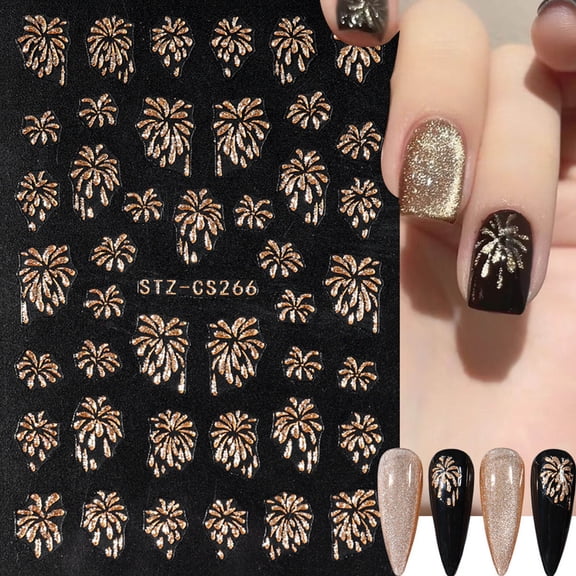 FSTDelivery Nail Stuff for Beginners, Nail Art Stickers For Women Three-dimensional Lasers Colorful Flame Glue Nail Stickers DIY Nail Decoration, DIY Nails at Home, Christmas Birthday Gifts for Women