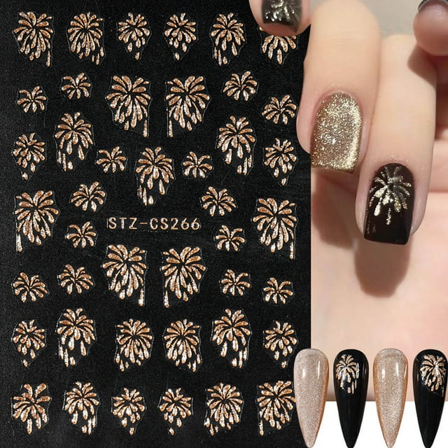 DPTALR Nail Art Stickers For Women Three-dimensional Lasers Colorful Flame Glue Nail Stickers DIY Nail Design Decoration