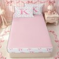 thumbnail image 4 of Erosebridal Modern Letter K Zipper Full Size Comforter Sets with Fitted Sheet and 2 Pillowcases,Satin Bow Decor Zipper Bedding Set,Pink White,4pcs,Pink Reversible, 4 of 6