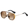 thumbnail image 1 of Gafas de sol Steampunk con marco dorado y gradiente para hombre, gafas de sol polarizadas con doble puente, gafas de sol Retro con montura gruesa y redonda, 1 of 5