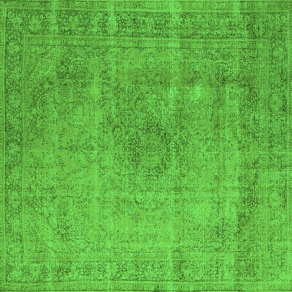 Ahgly Company Indoor Square Oriental Green Industrial Area Rugs, 7' Square