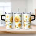 thumbnail image 2 of Sunflower 20oz Stainless Steel Tumbler with Handle and Straw – Insulated Travel Cup with Sliding Lid, 360° Full Wrap Printed Mug for Home, Outdoor & Sports Use, Foral, 2 of 6