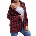 thumbnail image 4 of Xuanfei Women Plaid Lapel Collar Button Down Long Sleeve Top, 4 of 6