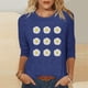 thumbnail image 2 of Tops de Cuello Redondo para las Mujeres Moda Impresa 3/4 Mangas Blusa Casual Top, Estante de Imitación, 2 of 5
