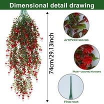 AuroraX 2 Ft Flower Garland for Hanging Decoration,Christmas,Baby'S Breath Thanksgiving Floral Garland,Artificial Vines,for Wedding,Festival Decor,Wall Decoration,Red