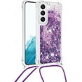 thumbnail image 2 of Long Crossbody Lanyard Clear Case for Samsung Galaxy S23+ Plus with Adjustable Neck Strap, Glitter Sparkly Bling Quicksand Phone Cover Cases for Samsung Galaxy S23 Plus Rose Gold QKG Purple, 2 of 14