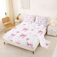 thumbnail image 2 of Erosebridal Girls Bow-Tie Full Size Sheets, Kawaii Love Hearts Bed Sheets, White Pink, 1 Flat Sheet, 1 Fitted Sheet and 2 Pillowcases, 2 of 5