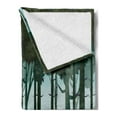 thumbnail image 2 of Jungle Soft Flannel Fleece Throw Blanket, Cartoon Trees Forest Grass at Twilight Illustration, Cozy Plush for Indoor and Outdoor Use, 60" x 80", Evergreen Blue, by Ambesonne, 2 of 5