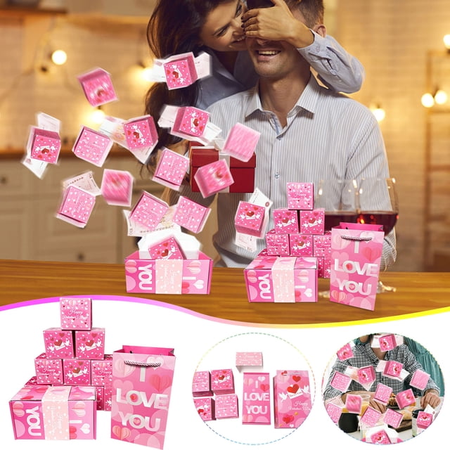 Caja Sorpresa para San Valentín con Mensaje "Te Amo", para El Día de Los Caídos, para Enviar a Parejas de Chicas, Cajas de Regalo con Sobre Rojo.