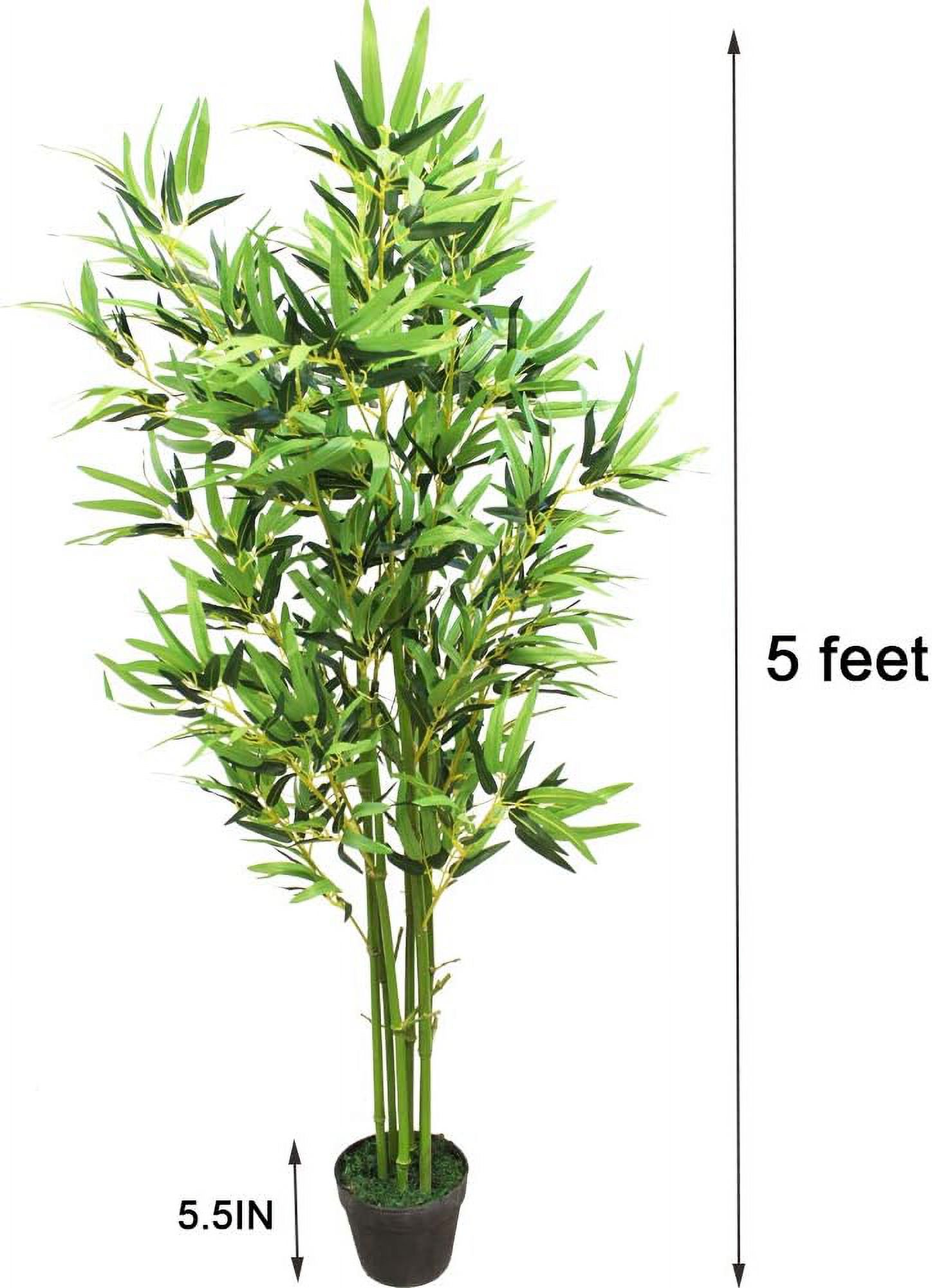 Set Of 4 Artificial Faux Potted Plant 5-feet Fake Bamboo Green Leaf 