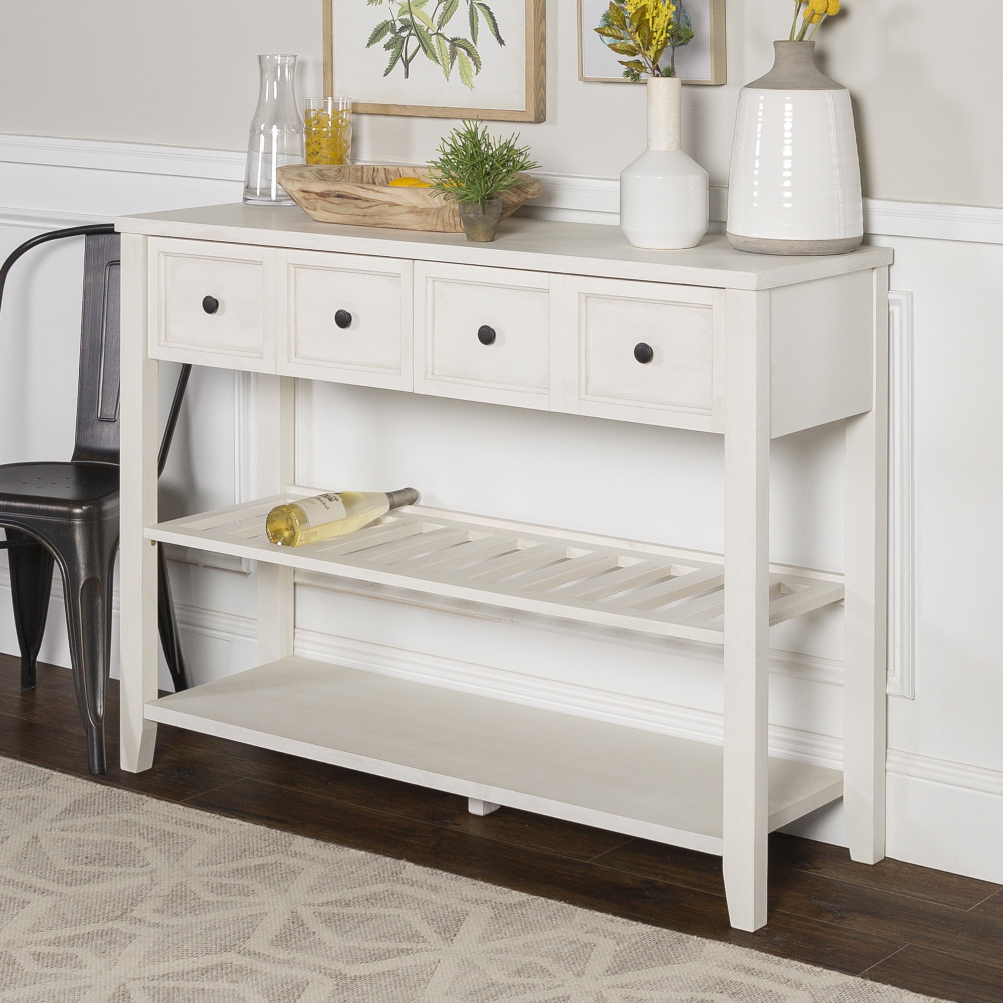 Dana 2Drawer Solid Wood White Buffet Table by Birch Harbor Walmart