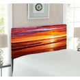 thumbnail image 2 of Hawaiian Headboard, Dramatic Picture of Sunset over Beach Sun Rays Reflection on Sea Evening View, Upholstered Decorative Metal Bed Headboard with Memory Foam, Twin Size, Yellow Orange, by Ambesonne, 2 of 4
