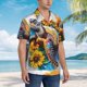 thumbnail image 3 of Fotbe Sunflower Turtle Camisa Hawaiana para Hombre Unisex – Camisa Casual de Verano con Botones de Manga Corta de Algodón y Lino,3X-Large, 3 of 7
