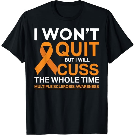 Womens Funny MS Orange Ribbon Multiple Sclerosis Awareness T-Shirt