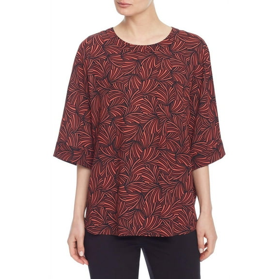 Anne Klein SIENNA/ANNE BLACK COMBO Women's Back Pleat Top, US XS