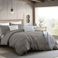 thumbnail image 5 of Swift Home Moselle 100% Yarn Dyed Cotton Ruched Waffle Weave Duvet Cover Set (Comforter Not Included) Taupe Grey - Full - Queen, 5 of 5