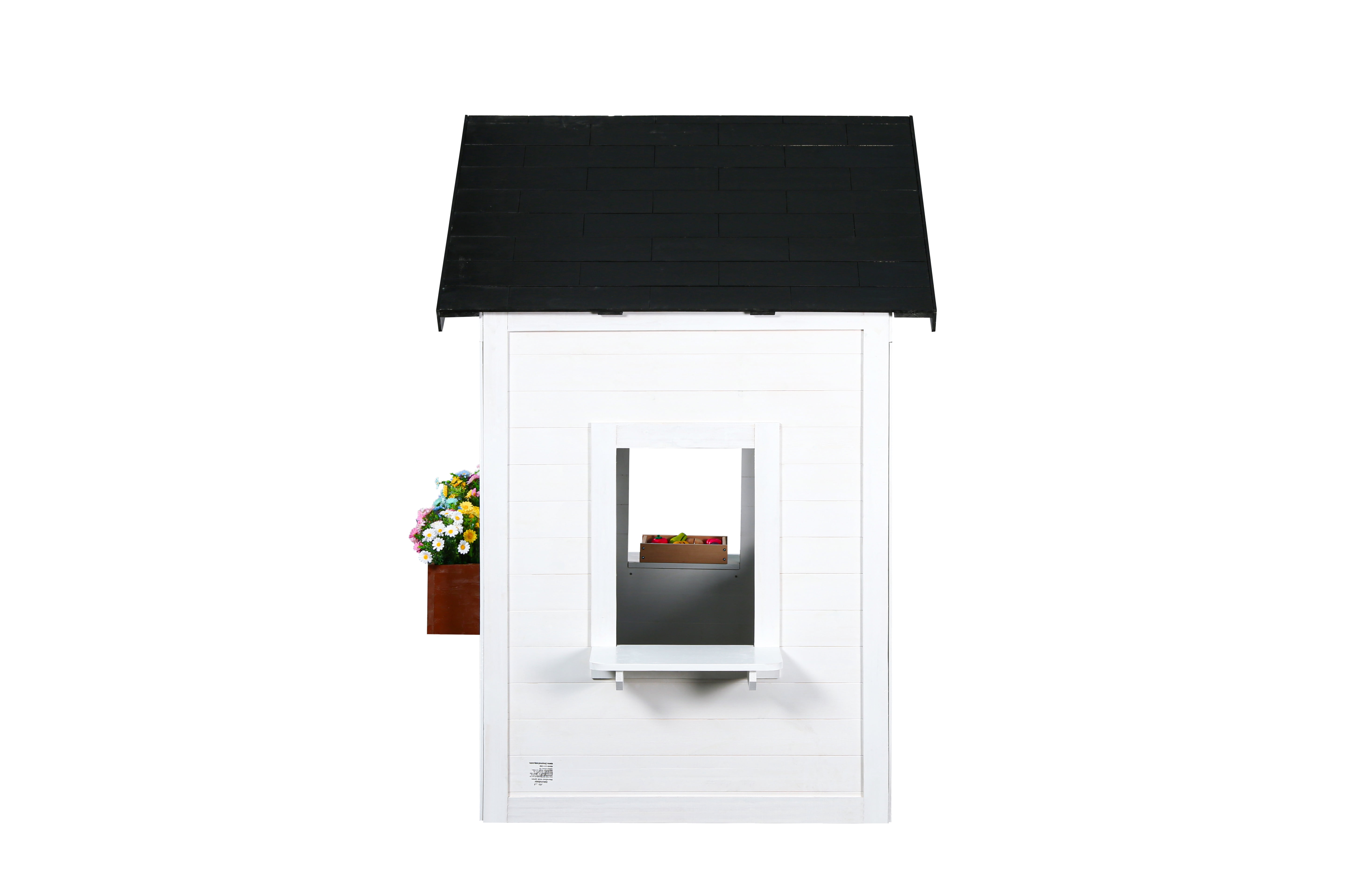 2MamaBees Zahara Playhouse | White & Black Farmhouse Design with Kitchen and Garden