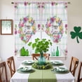 thumbnail image 4 of Swag Curtains Valances for Windows, Happy Easter Short Kitchen Window Curtains Over Sink, Spring Tulips Eggs Daisy Floral Cafe Curtains Panel Set Of 2,Rod Pocket, 36 Inches Length Color Plaid, 4 of 9