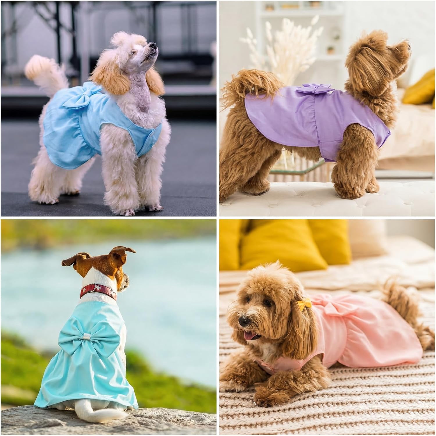 Petbb 8 Pieces Dog Dresses for Small Dogs Puppy Clothes Girl Dog Outfit Cute Bowknot Pet Skirt Soft Lightweight Summer Apparel for Cats Puppies Party Wedding Photo Wear